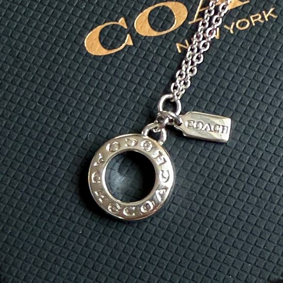COACH Silver Toggle Bracelet double strand tag open circle signature chain charm - Picture 4 of 7